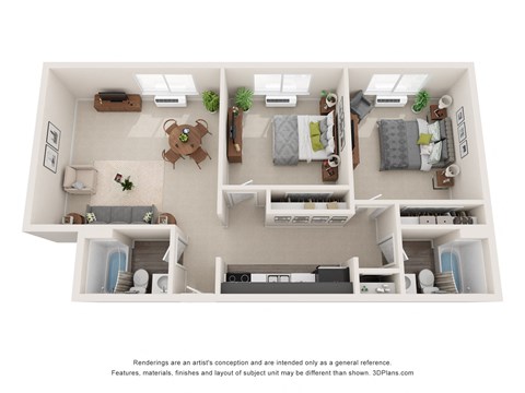 a floor plan of 1 bedroom apartment